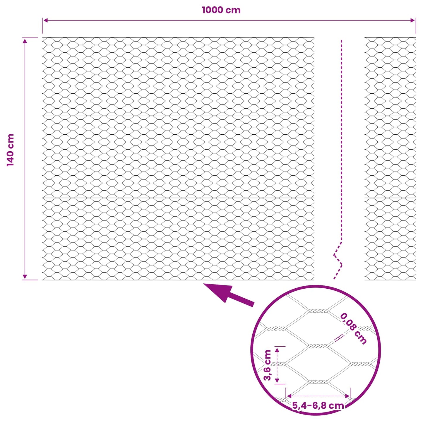 Hexagon Fence Grey 1.4 x 10 m PVC