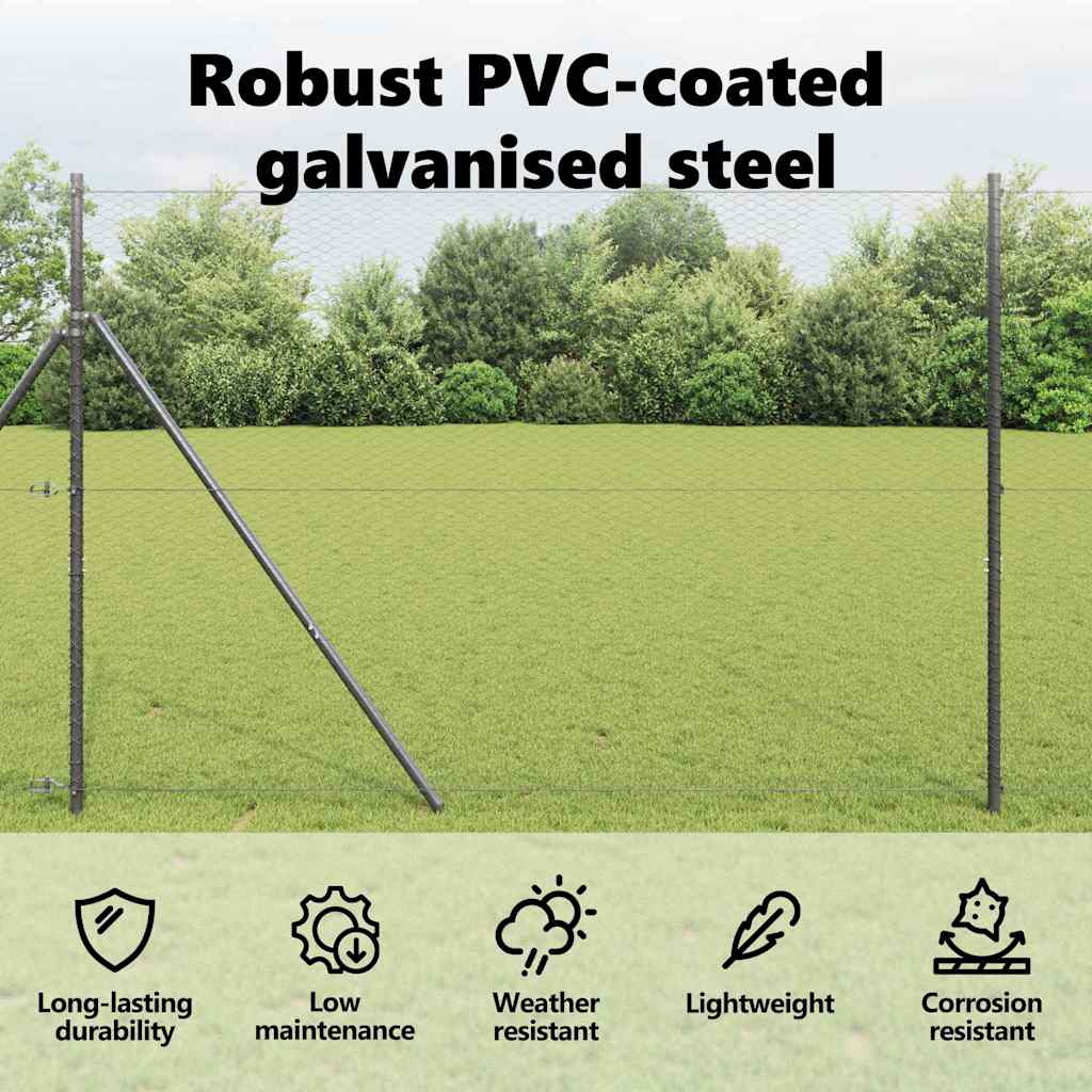 Hexagon Fence Grey 1.5 x 10 m PVC