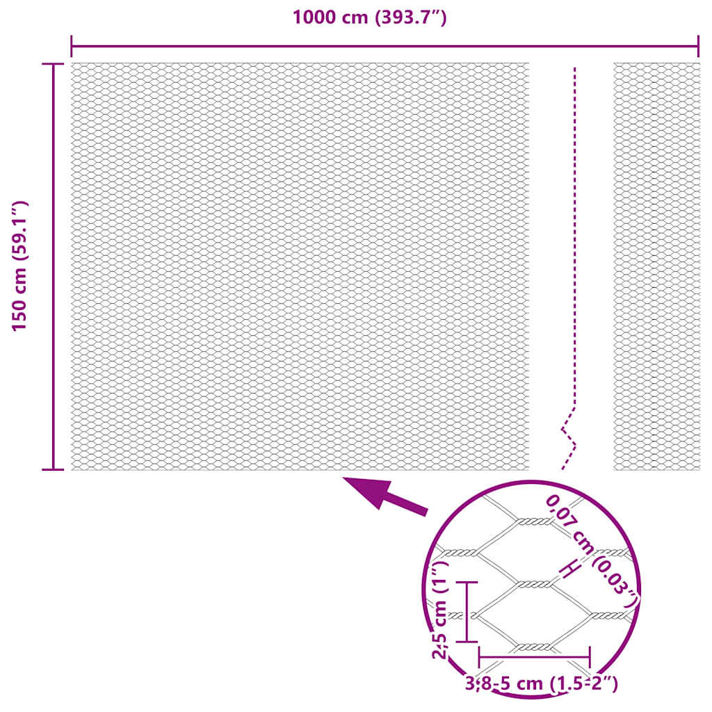 Hexagon Fence Grey 1.5 x 10 m PVC