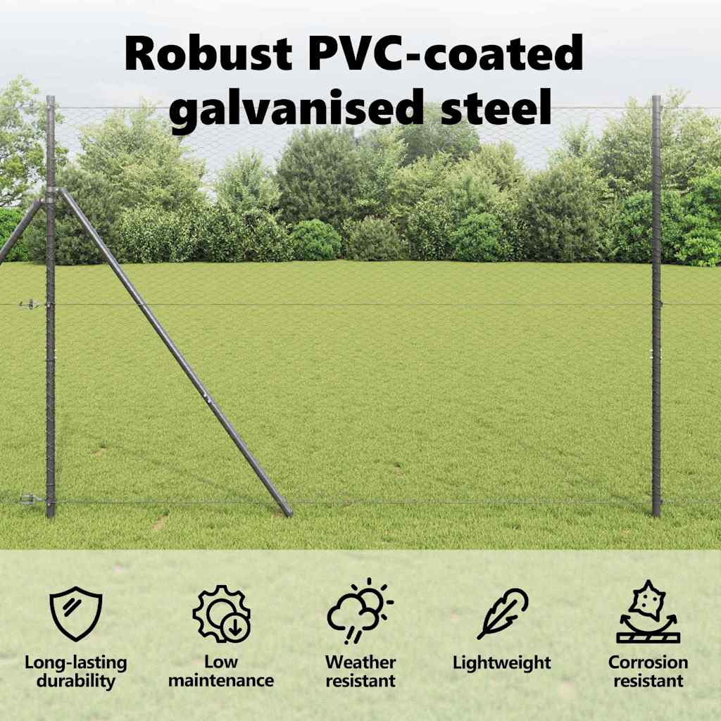 Hexagon Fence Grey 1.6 x 10 m PVC