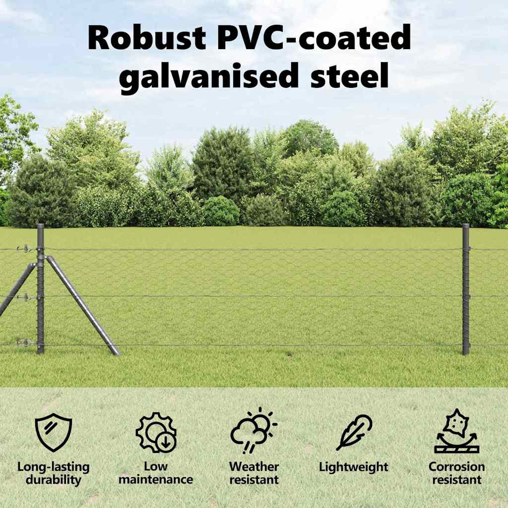 Hexagon Fence Grey 0.6 x 25 m PVC