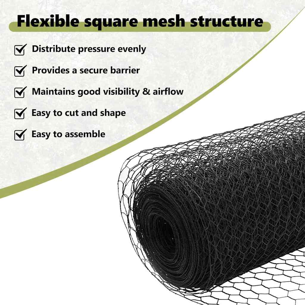 Hexagon Fence Grey 0.6 x 25 m PVC
