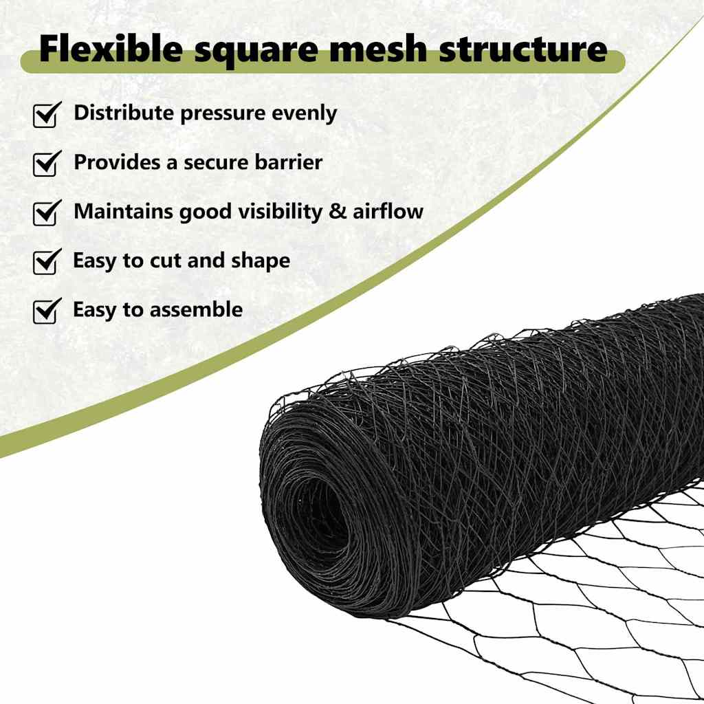 Hexagon Fence Grey 0.6 x 25 m PVC
