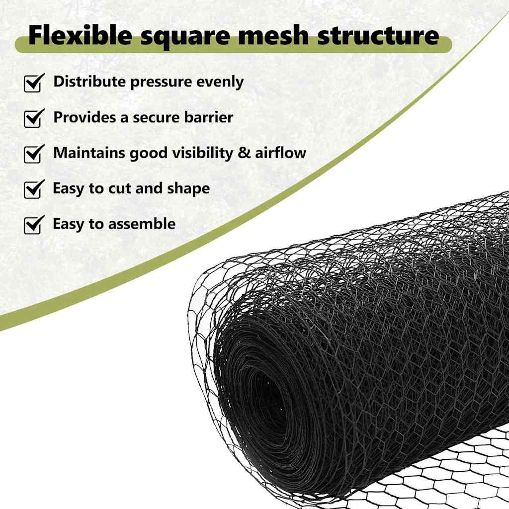 Hexagon Fence Grey 0.8 x 25 m PVC