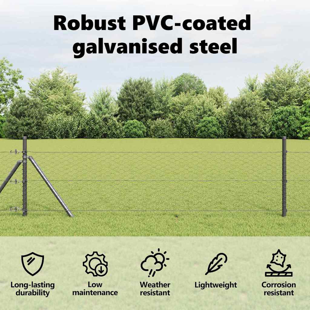 Hexagon Fence Grey 0.8 x 25 m PVC