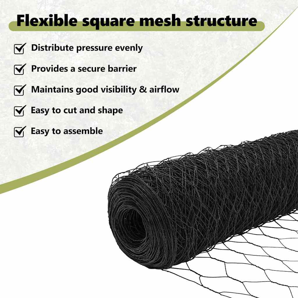 Hexagon Fence Grey 0.8 x 25 m PVC