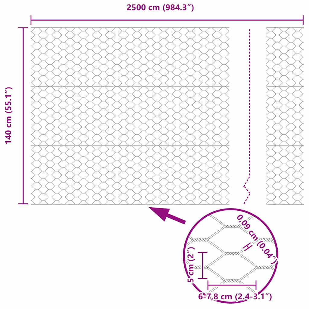 Hexagon Fence Grey 1.4 x 25 m PVC