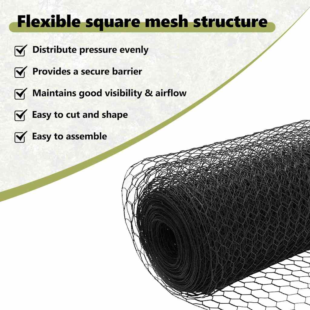 Hexagon Fence Grey 1.6 x 25 m PVC