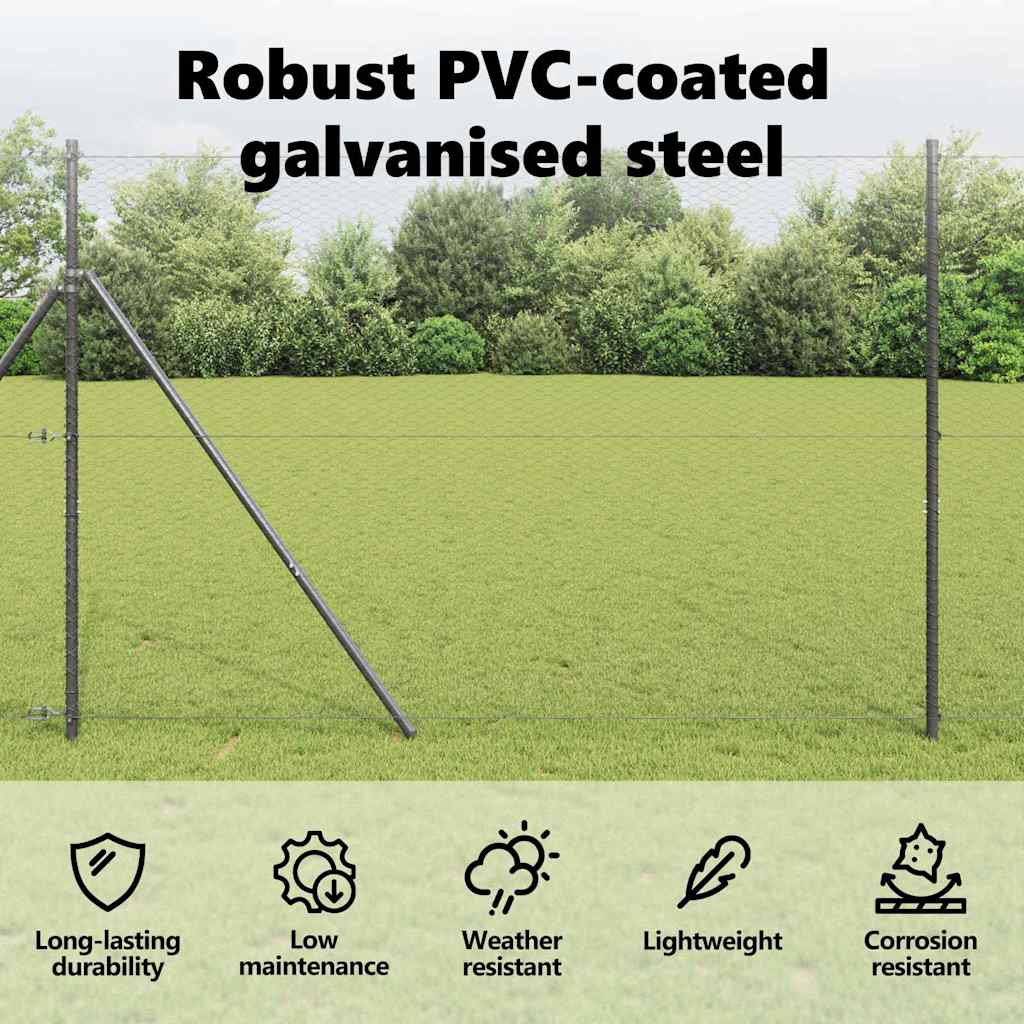 Hexagon Fence Grey 1.5 x 50 m PVC