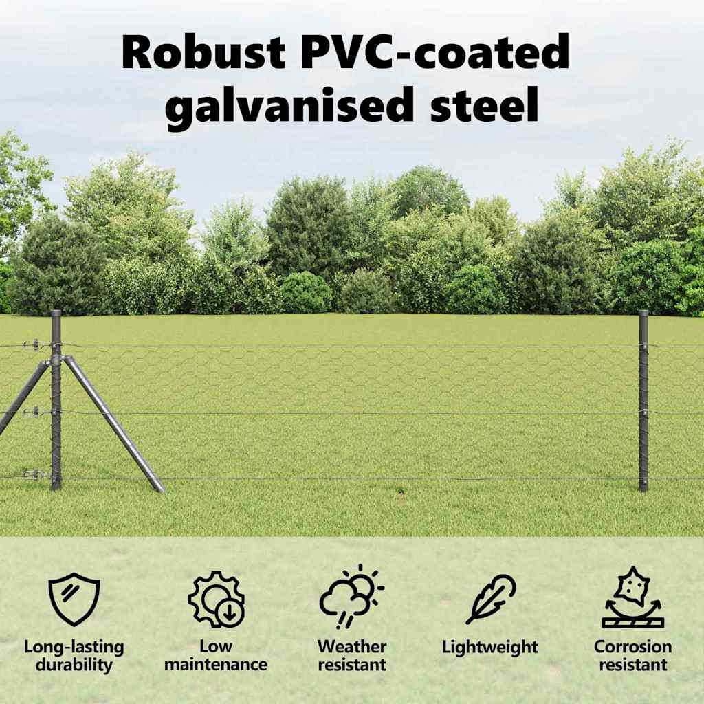 Hexagon Fence Grey 1.5 x 50 m PVC