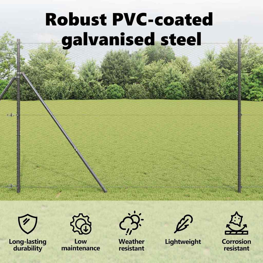 Hexagon Fence Grey 1.6 x 50 m PVC