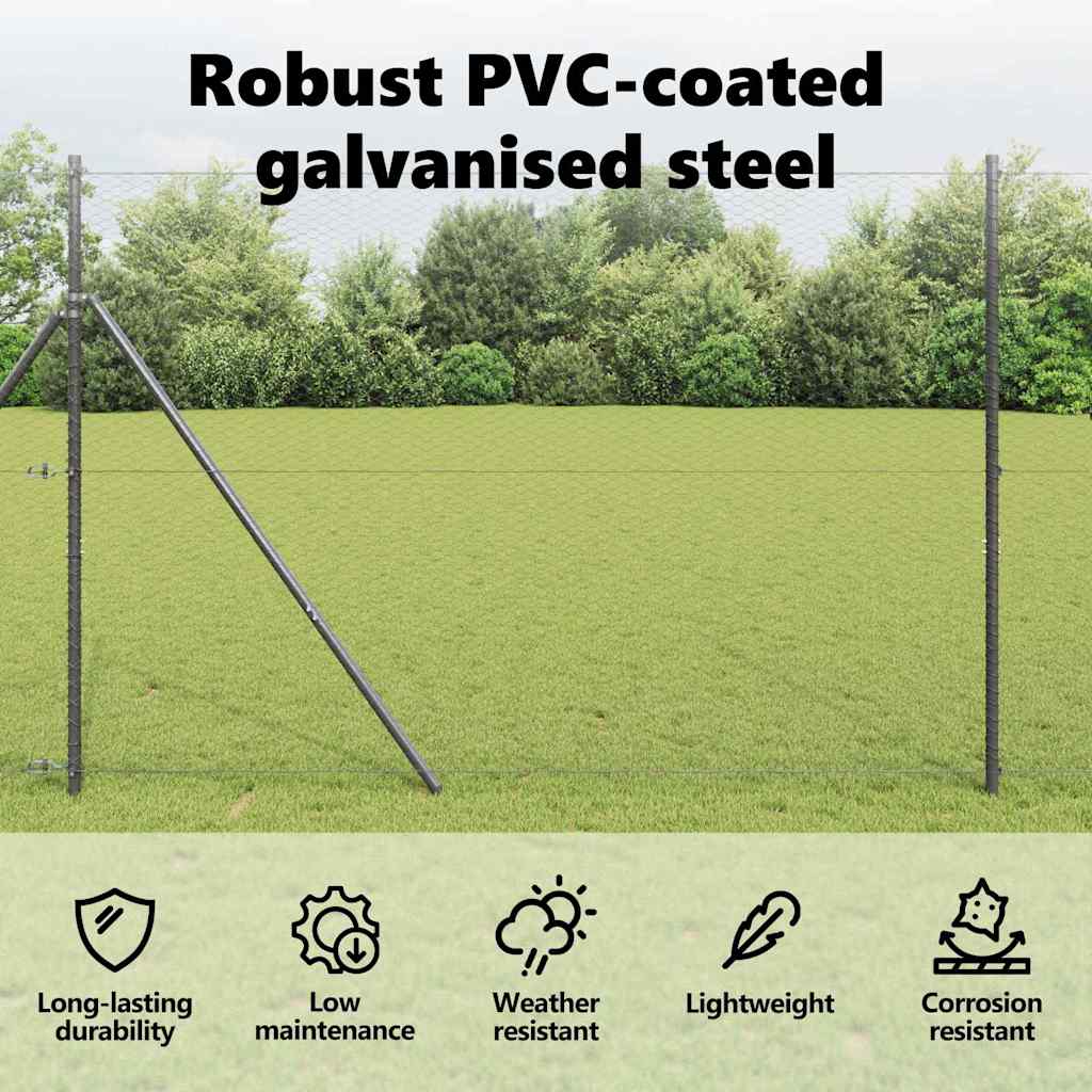 Hexagon Fence Grey 1.6 x 50 m PVC