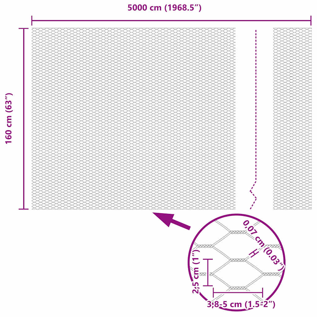 Hexagon Fence Grey 1.6 x 50 m PVC