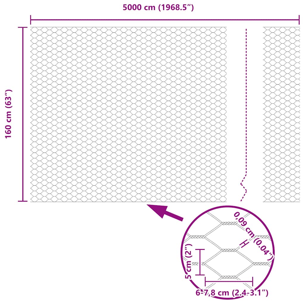 Hexagon Fence Grey 1.6 x 50 m PVC