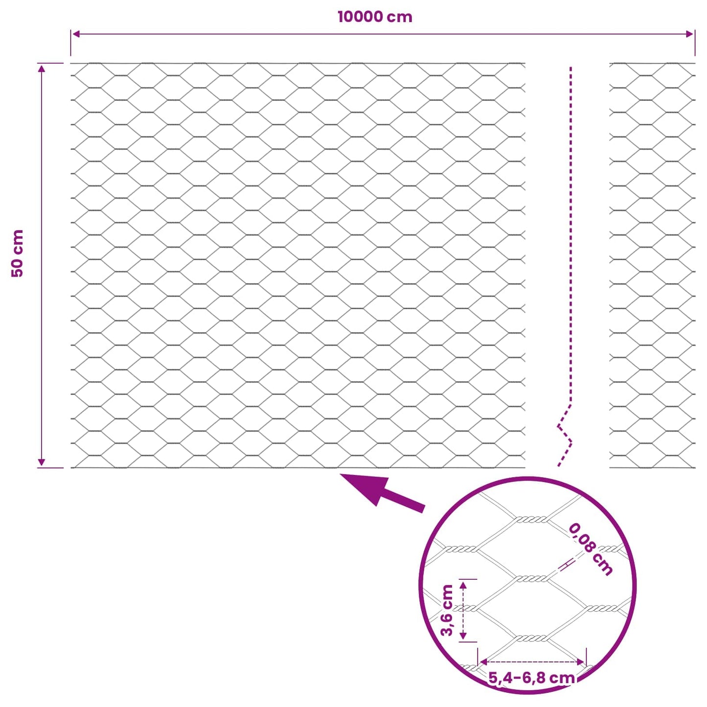 Hexagon Fence Grey 0.5 x 100 m PVC