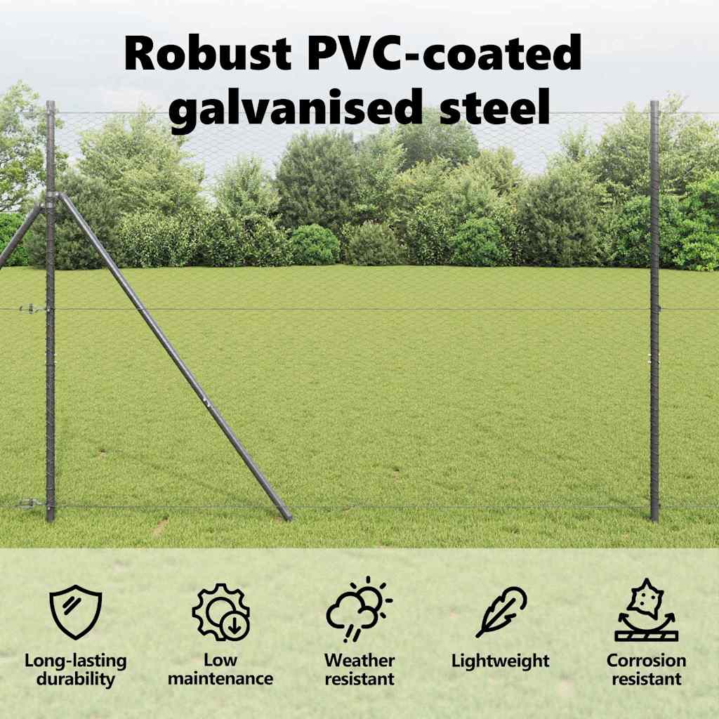 Hexagon Fence Grey 1.6 x 100 m PVC