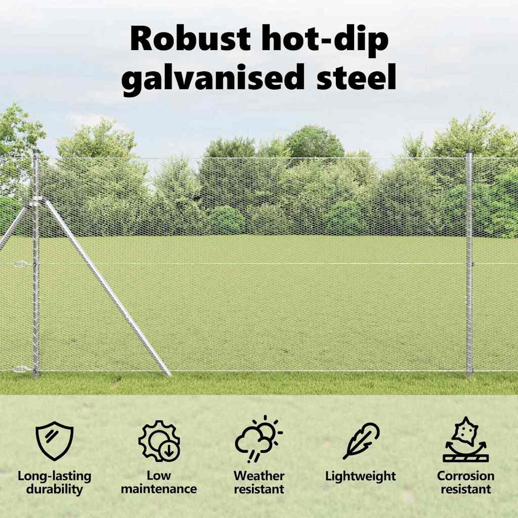 Hexagon Fence Silver 1.4 x 10 m Galvanised steel