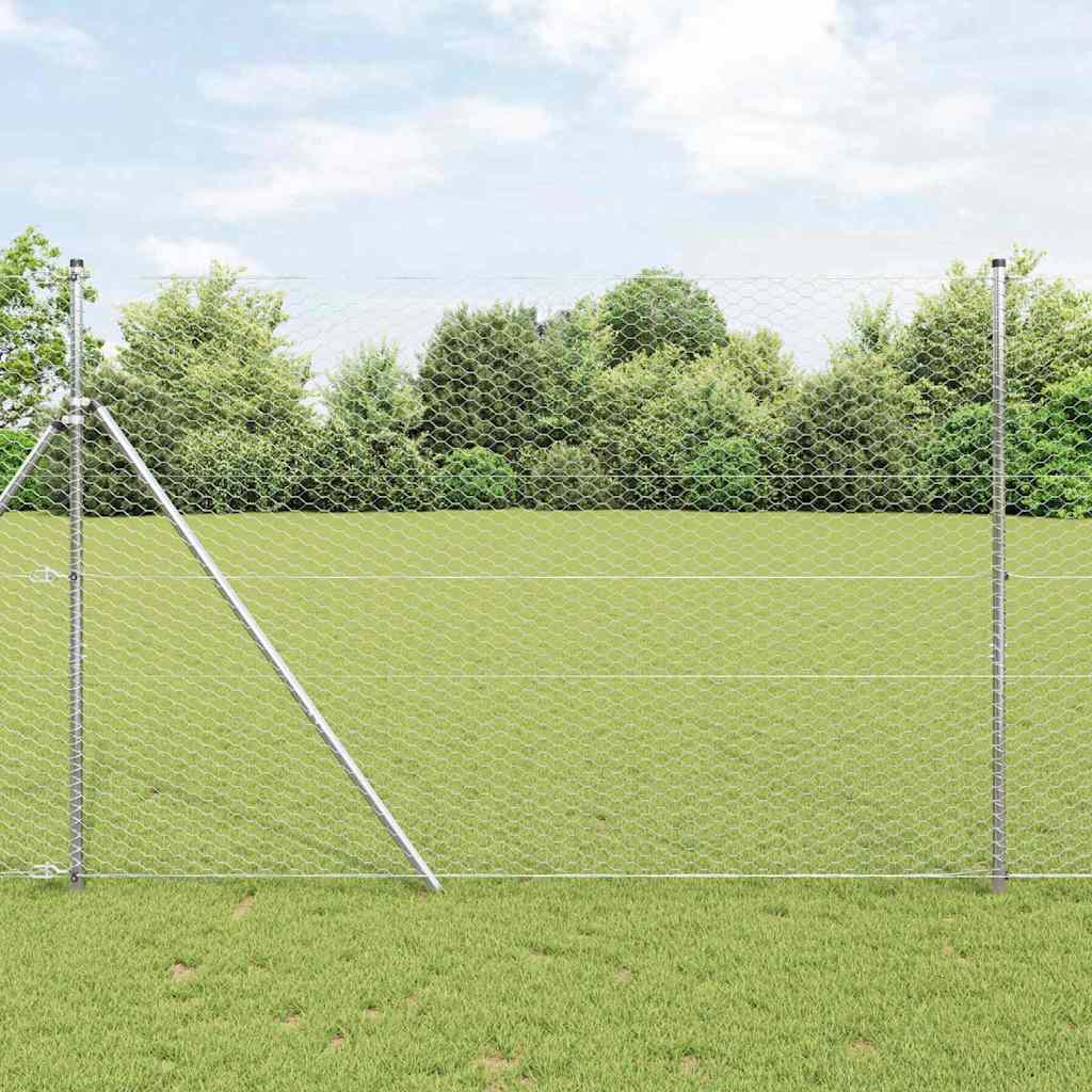 Hexagon Fence Silver 1.5 x 10 m Galvanised steel