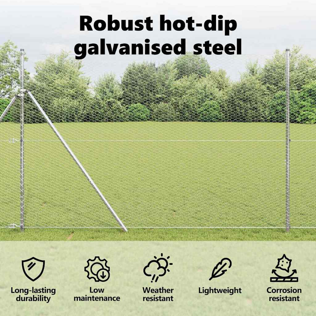 Hexagon Fence Silver 1.6 x 10 m Galvanised steel