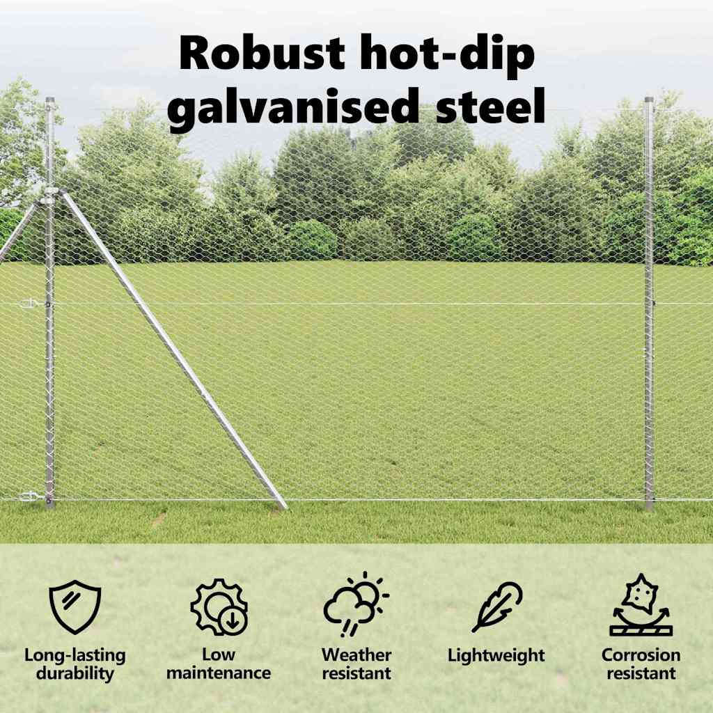 Hexagon Fence Silver 1.6 x 10 m Galvanised steel