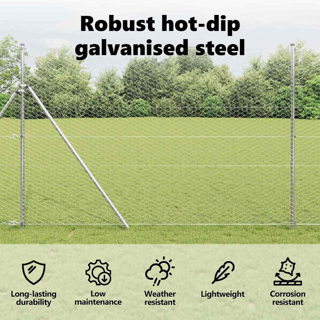 Hexagon Fence Silver 1.6 x 10 m Galvanised steel