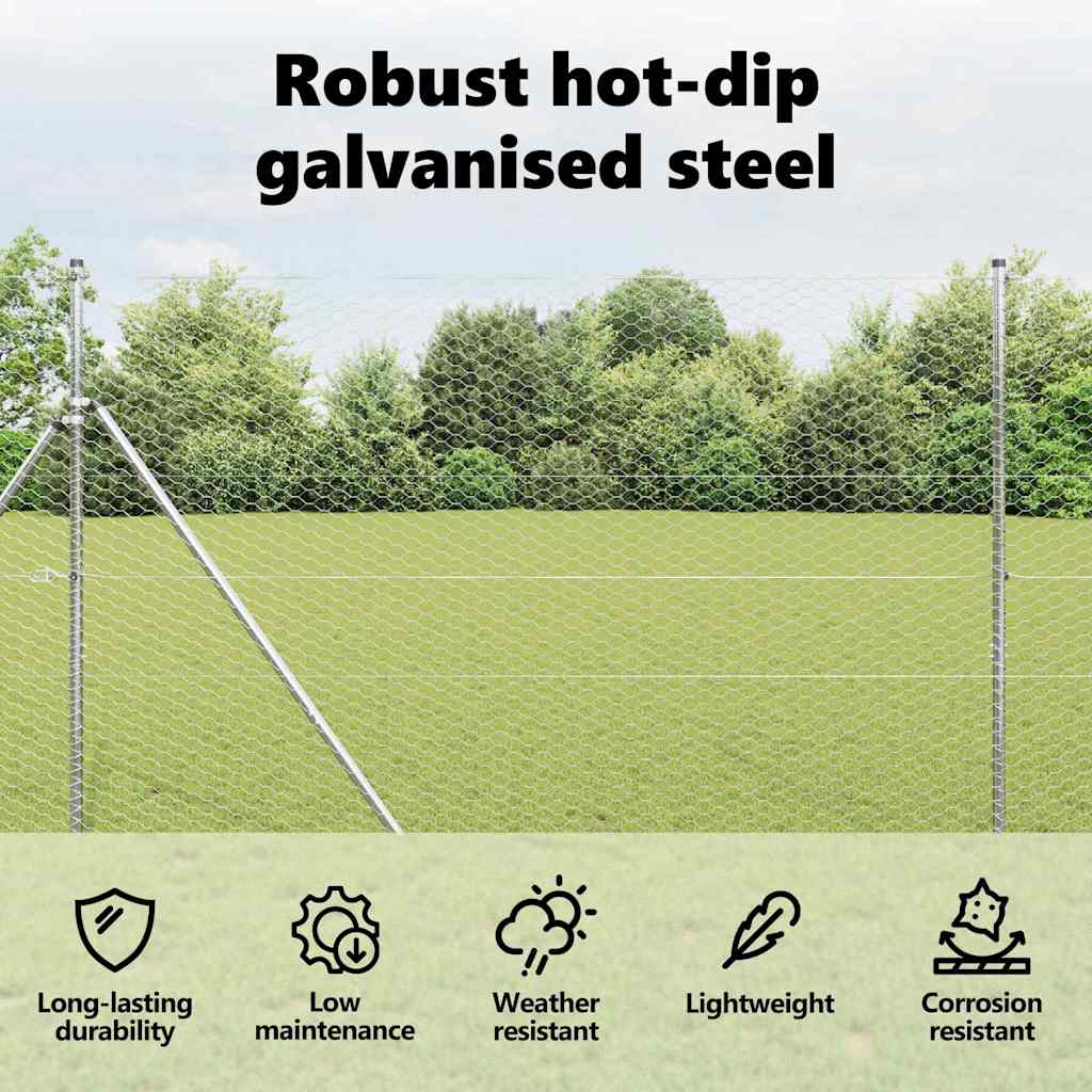 Hexagon Fence Silver 1.6 x 10 m Galvanised steel