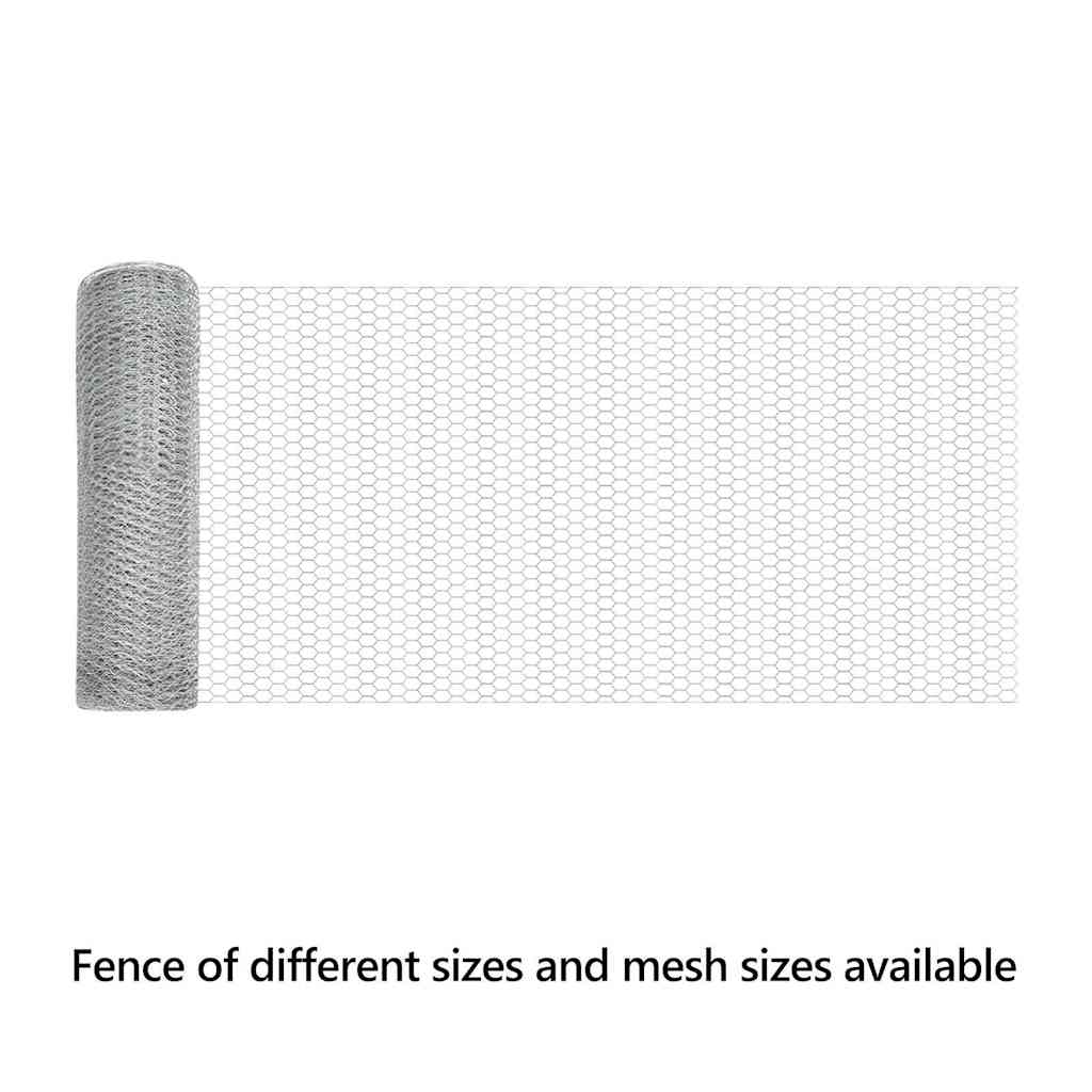 Hexagon Fence Silver 0.8 x 25 m Galvanised steel
