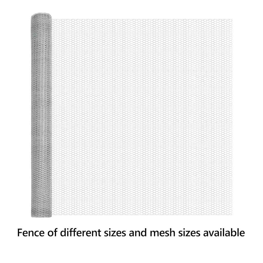 Hexagon Fence Silver 1.6 x 25 m Galvanised steel