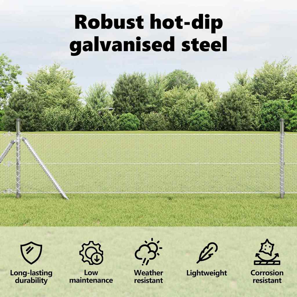 Hexagon Fence Silver 0.8 x 50 m Galvanised steel