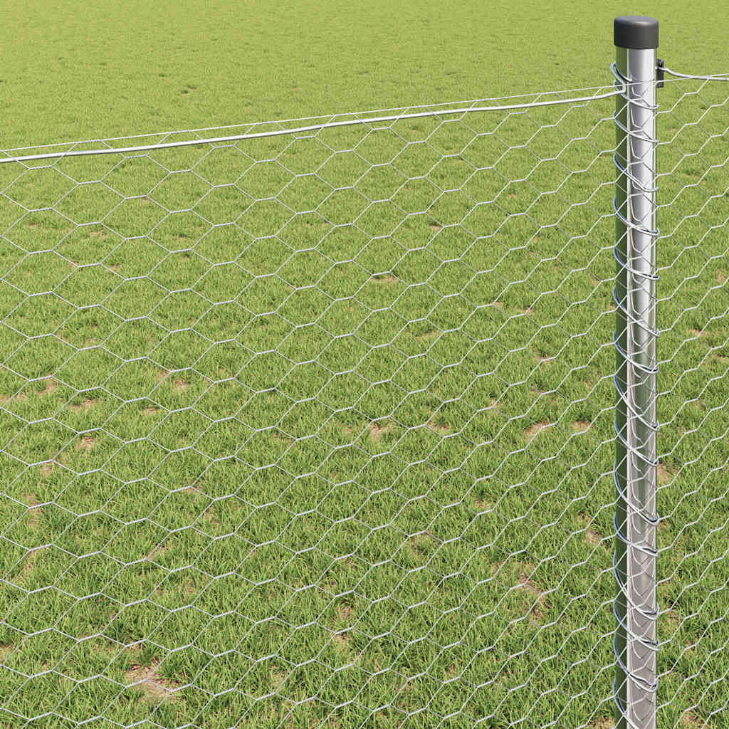 Hexagon Fence Silver 1.5 x 50 m Galvanised steel