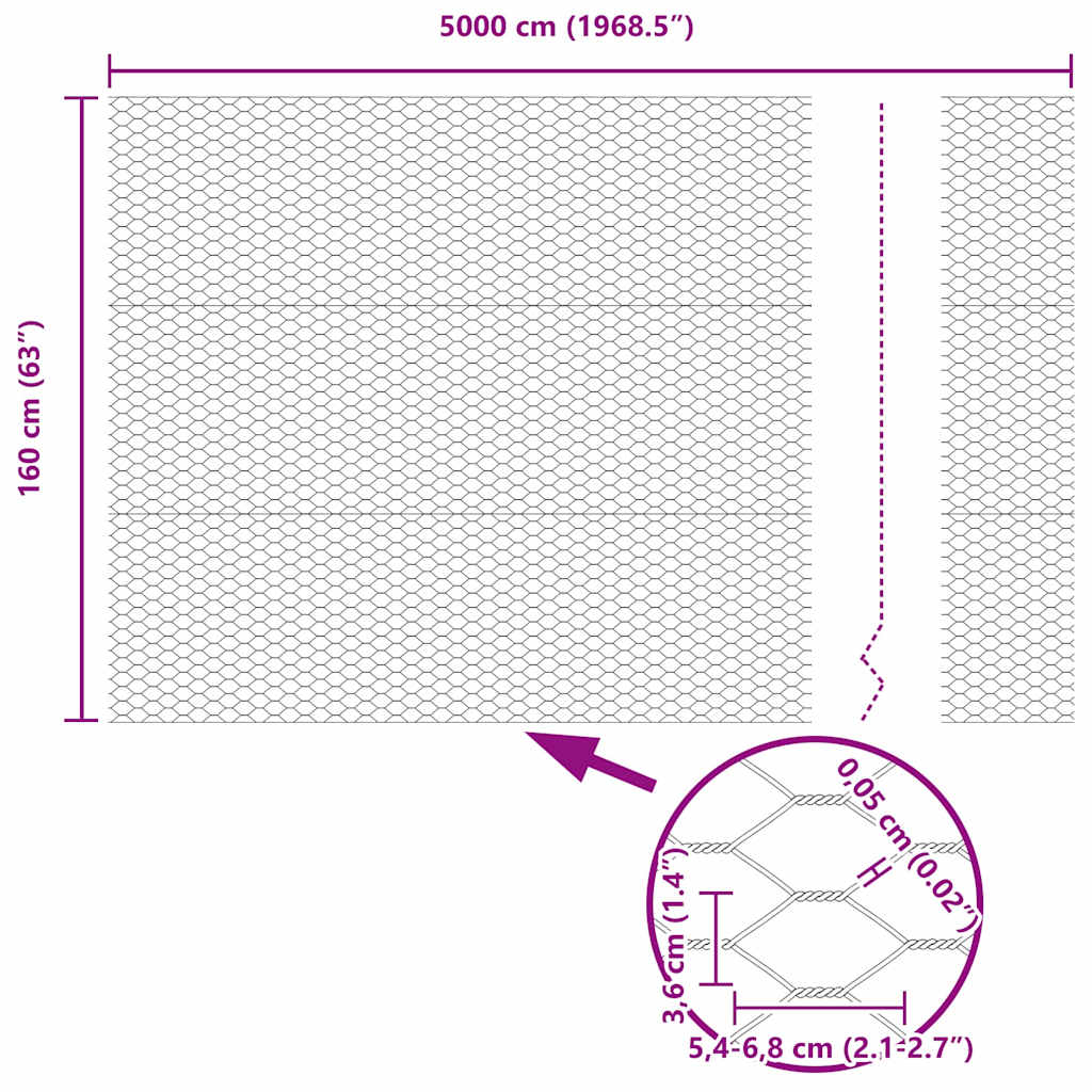 Hexagon Fence Silver 1.6 x 50 m Galvanised steel