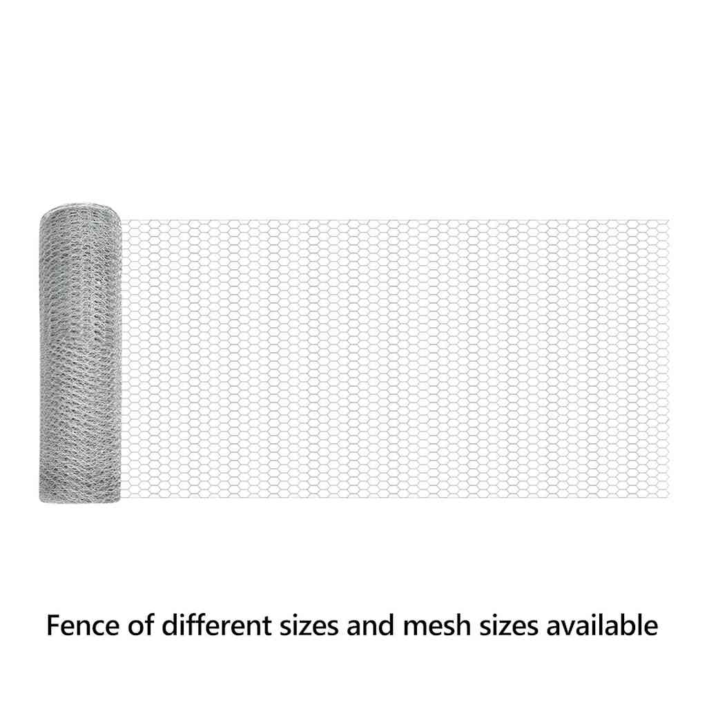 Hexagon Fence Silver 0.5 x 100 m Galvanised steel