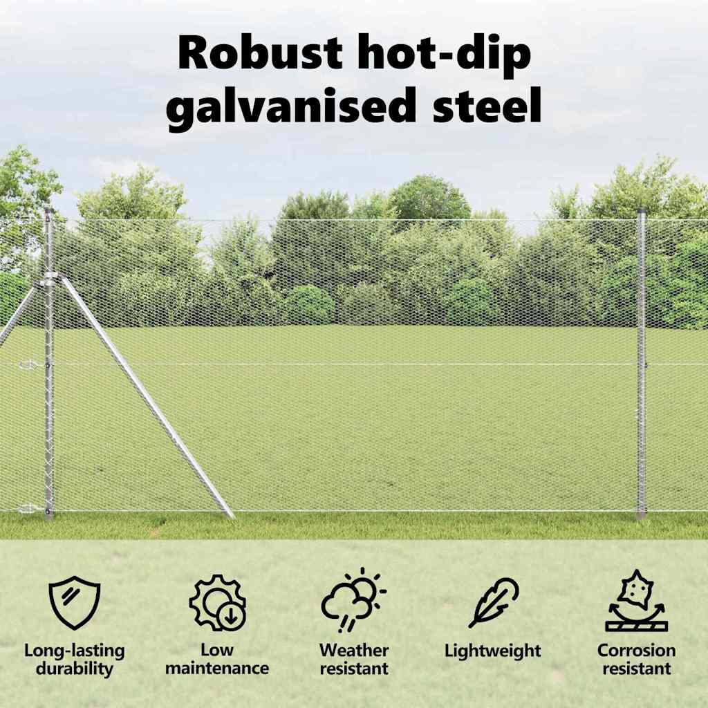 Hexagon Fence Silver 1 x 100 m Galvanised steel