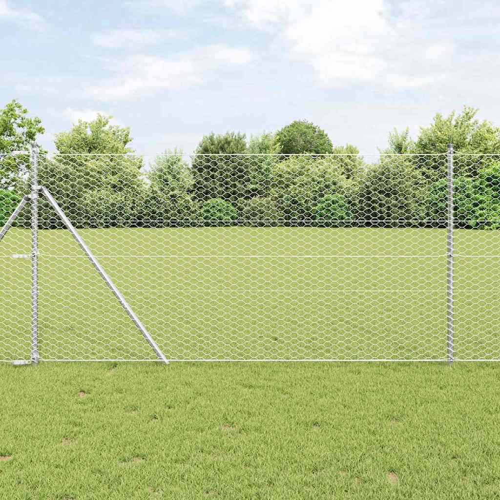Hexagon Fence Silver 1 x 100 m Galvanised steel