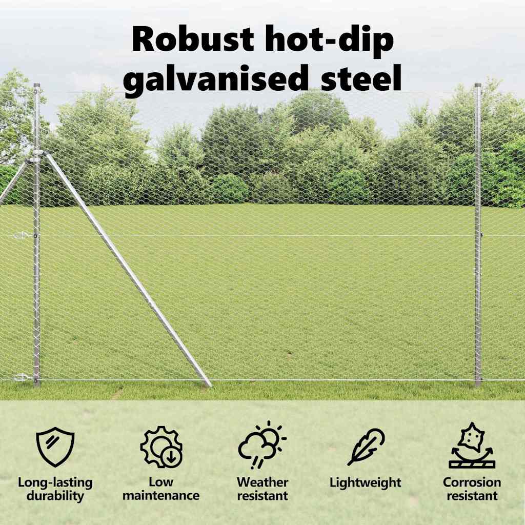 Hexagon Fence Silver 1.6 x 100 m Galvanised steel