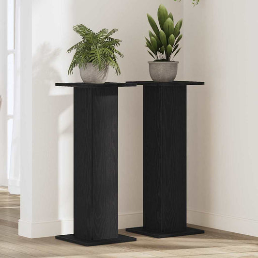 vidaXL Plant Stand 2 pcs Black oak 30 x 30 x 80 cm Engineered wood