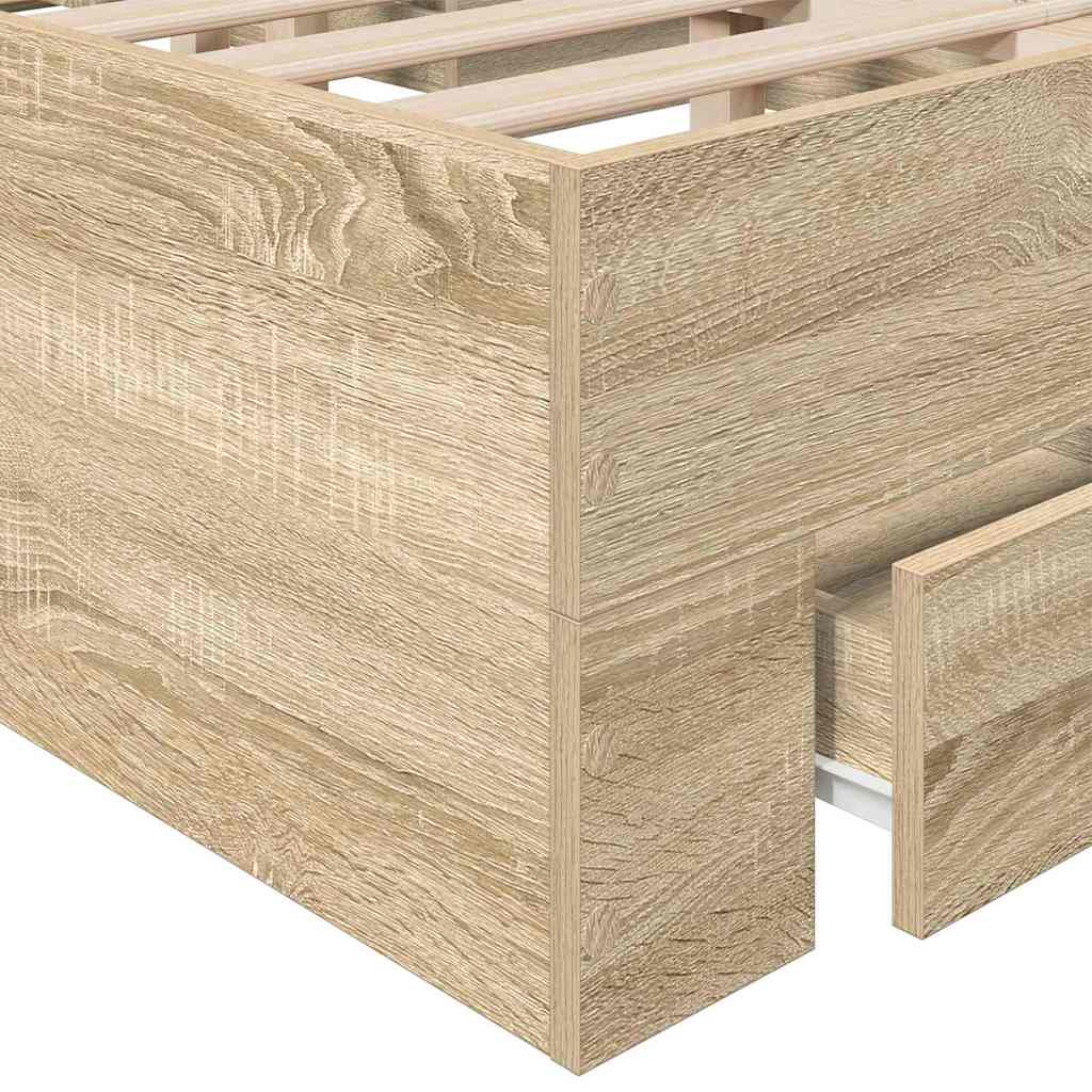 Bed Frame with Drawer Brown 120 x 200 cm Engineered Wood