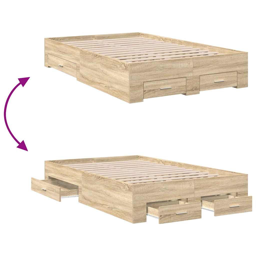 Bed Frame with Drawer Brown 120 x 200 cm Engineered Wood