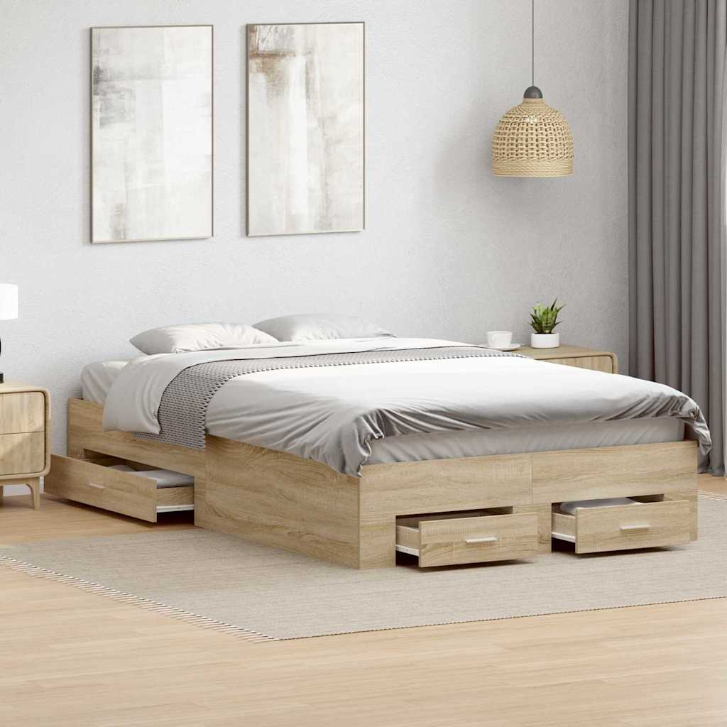 Bed Frame with Drawer Brown 120 x 190 cm Engineered Wood