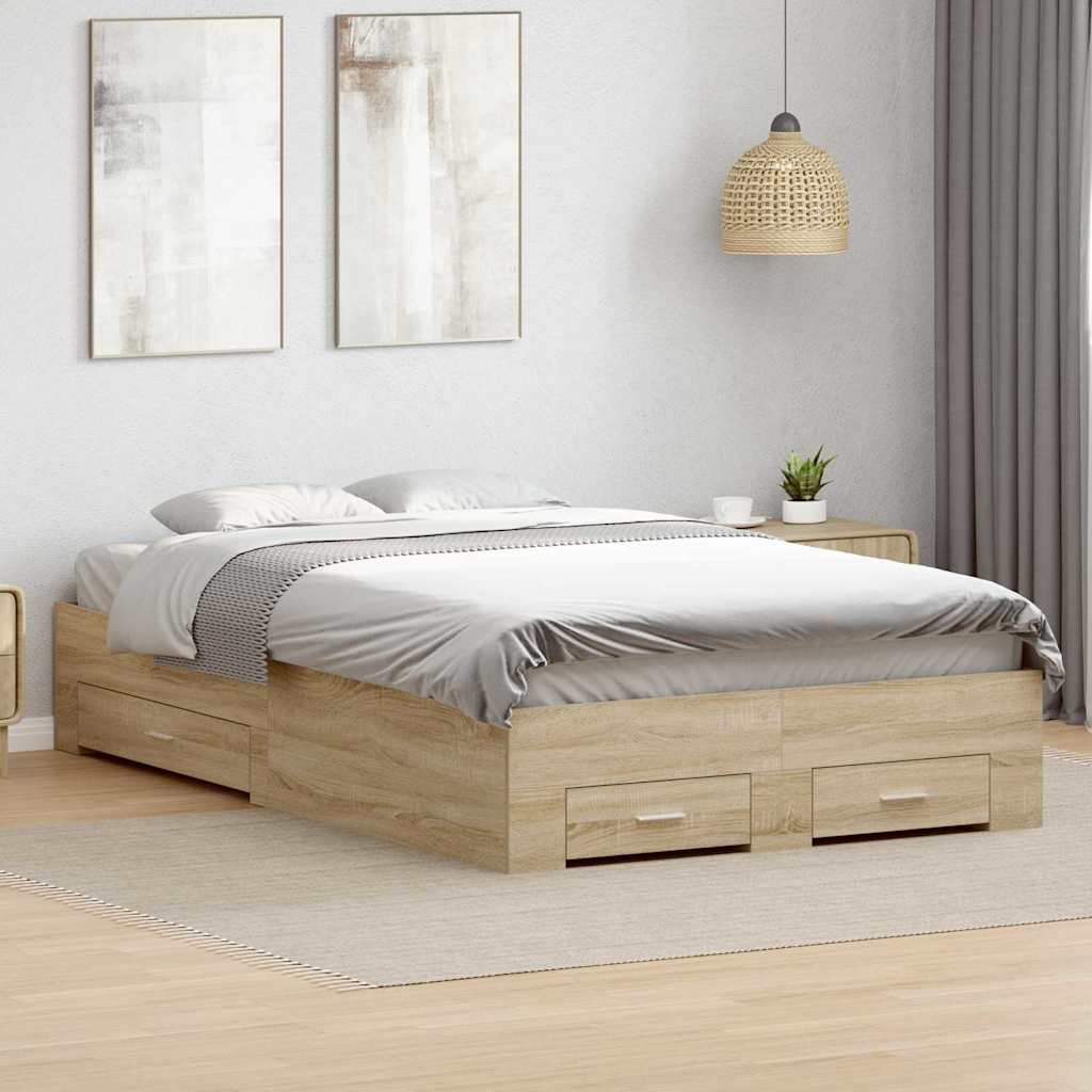 Bed Frame with Drawer Brown 120 x 190 cm Engineered Wood