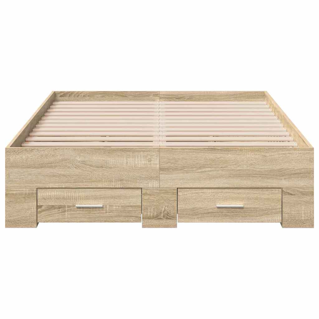 Bed Frame with Drawer Brown 120 x 190 cm Engineered Wood
