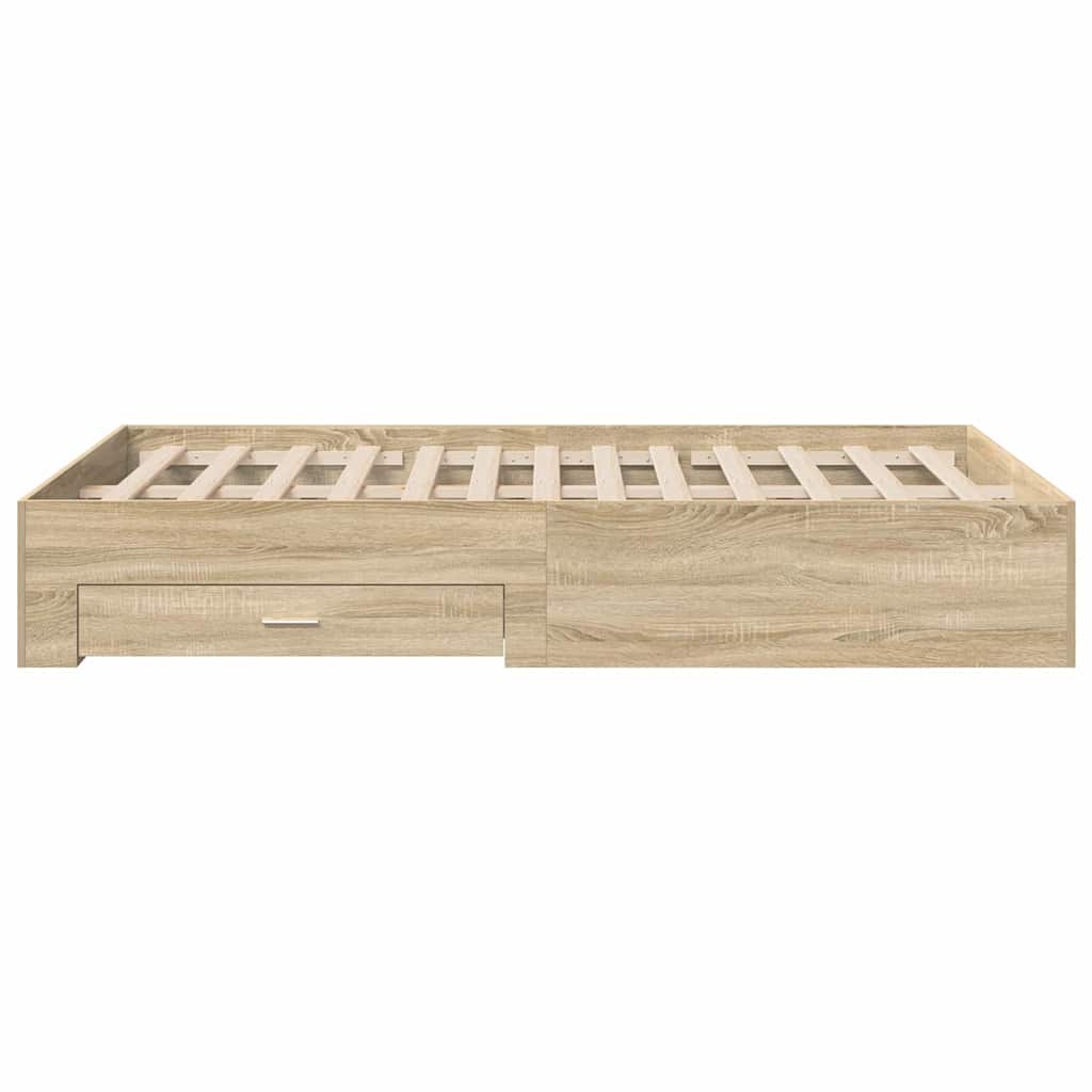 Bed Frame with Drawer Brown 120 x 190 cm Engineered Wood