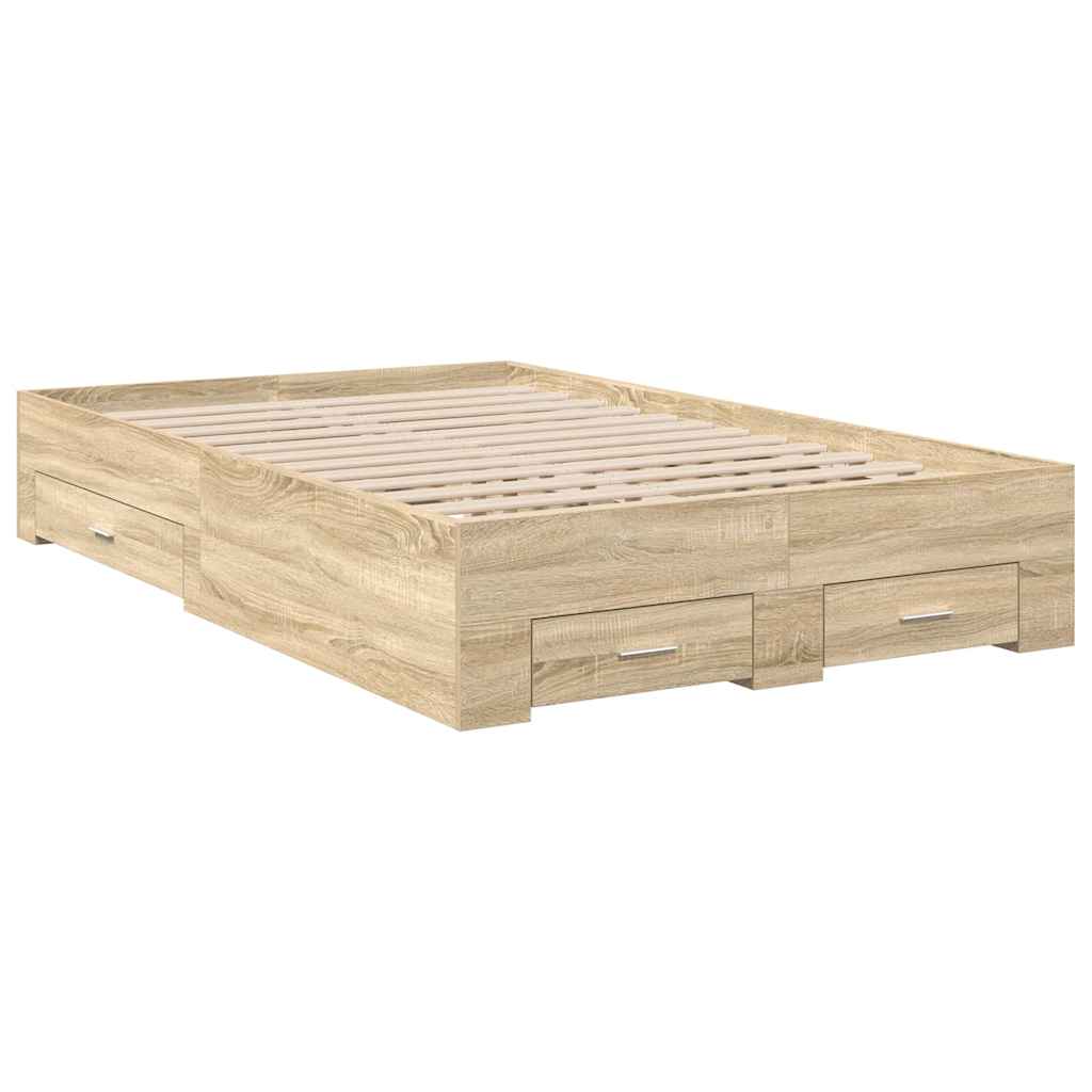 Bed Frame with Drawer Brown 140 x 200 cm Engineered Wood