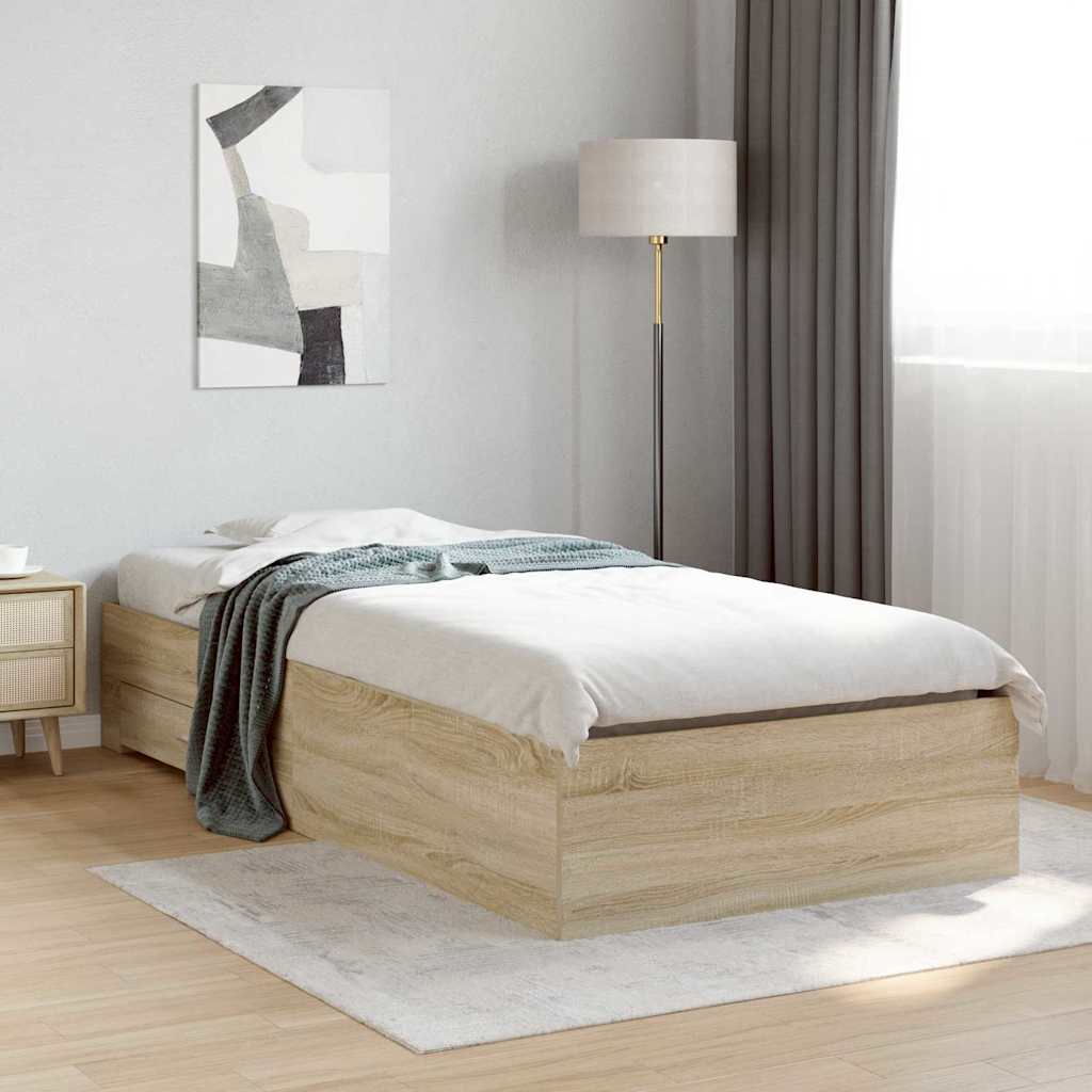 Bed Frame with Drawer Brown 90 x 190 cm Engineered Wood