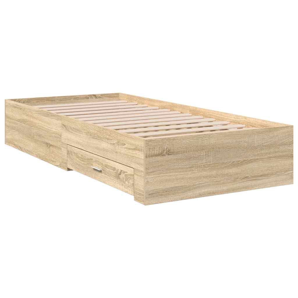 Bed Frame with Drawer Brown 90 x 190 cm Engineered Wood