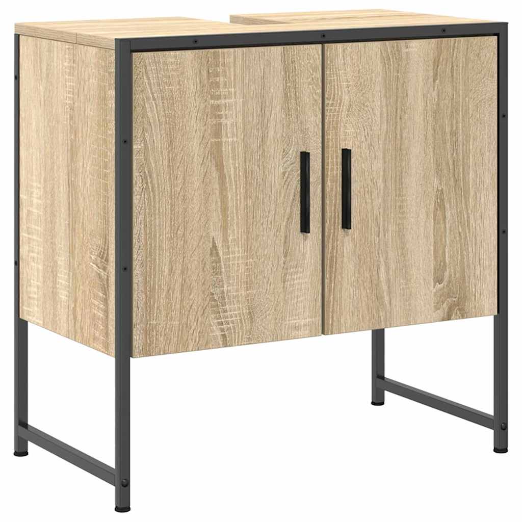 Bathroom Furniture Set with Shelf 3 pcs Brown Engineered wood