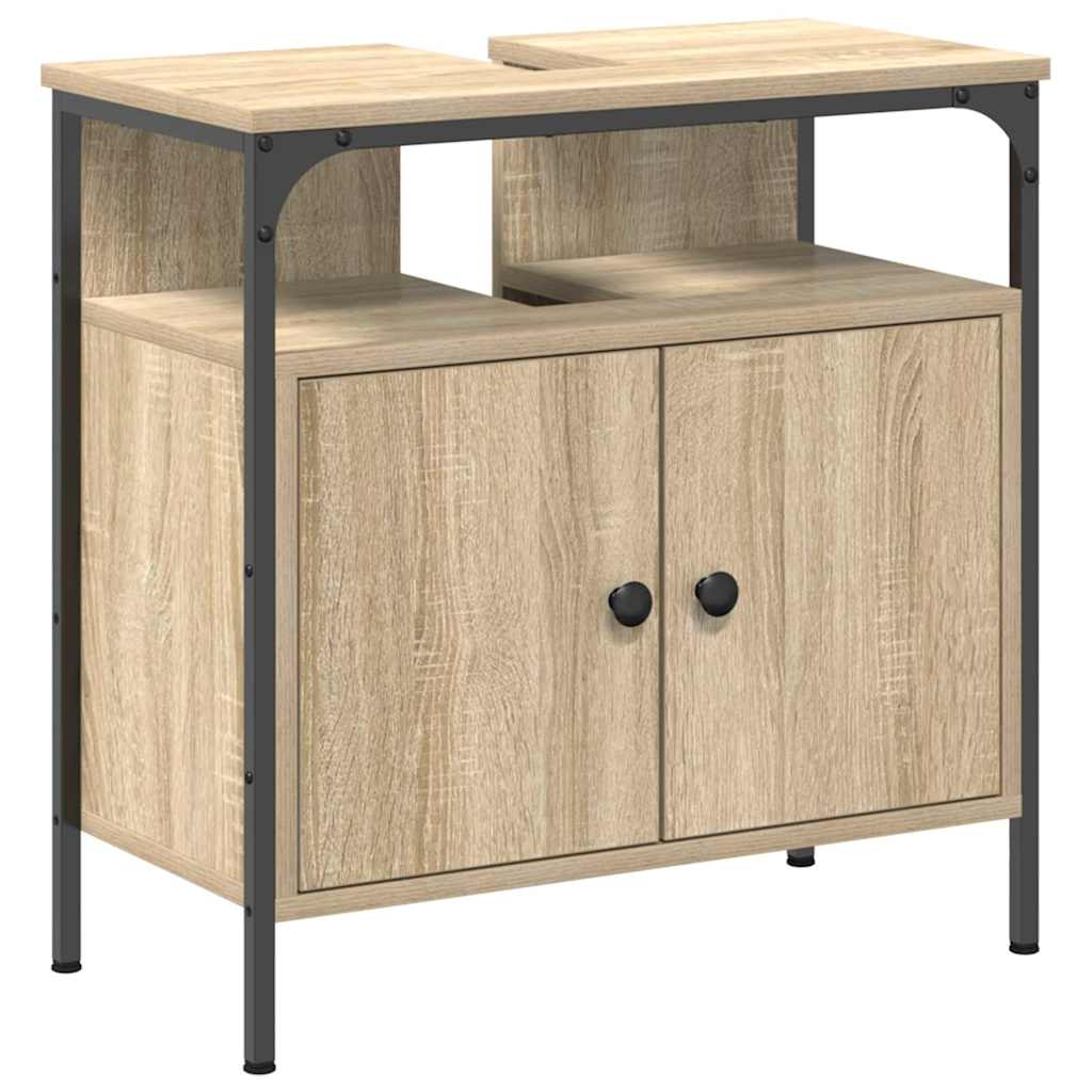Bathroom Furniture Set with Shelf 3 pcs Brown Engineered wood