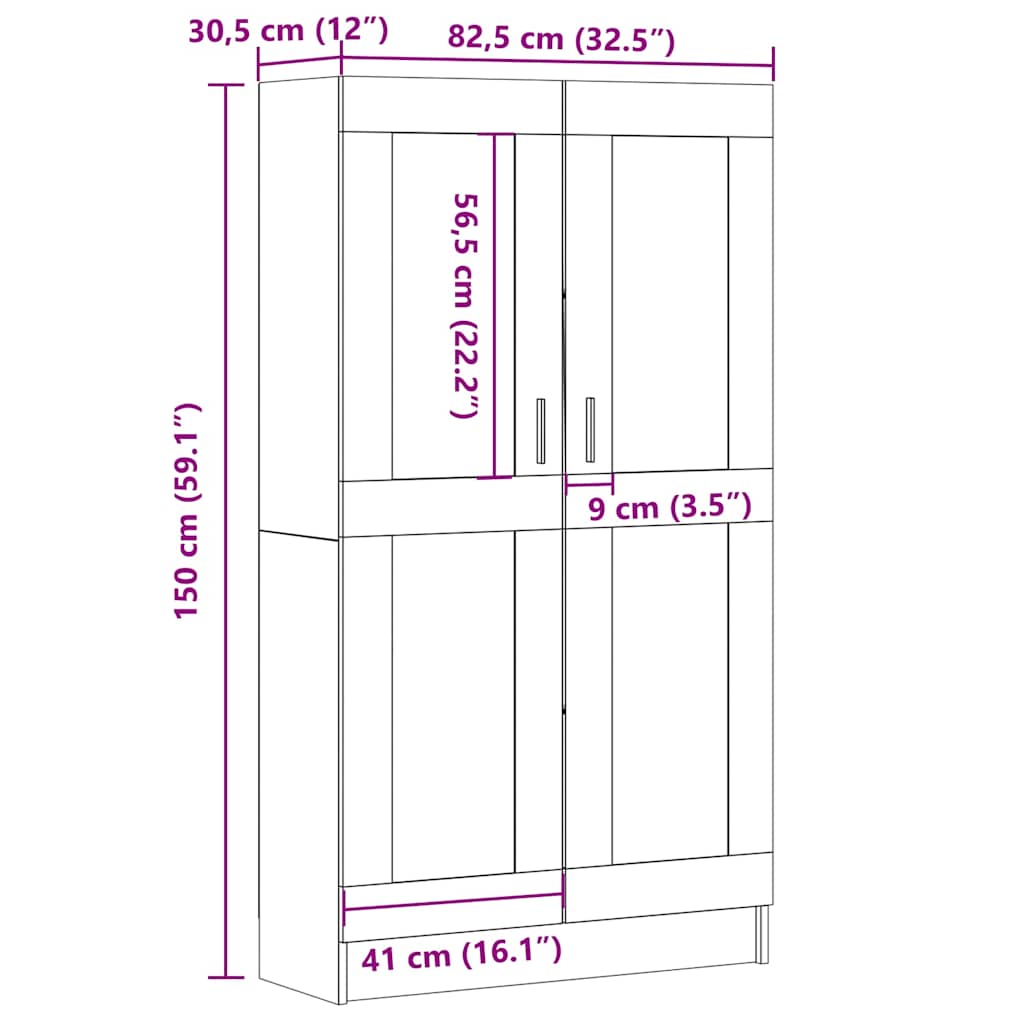 vidaXL Book Cabinet Old Wood 82.5x30.5x150 cm Engineered Wood