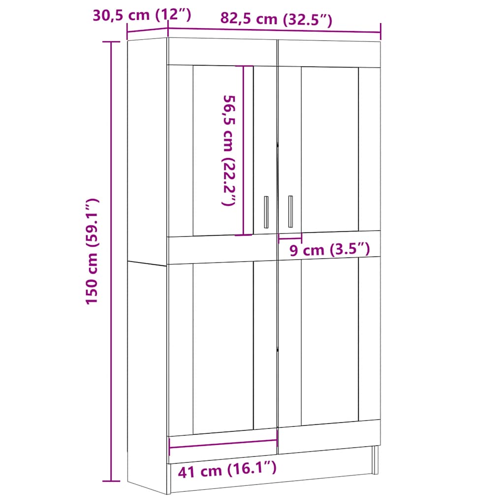 vidaXL Book Cabinet Artisan Oak 82.5x30.5x150 cm Engineered Wood