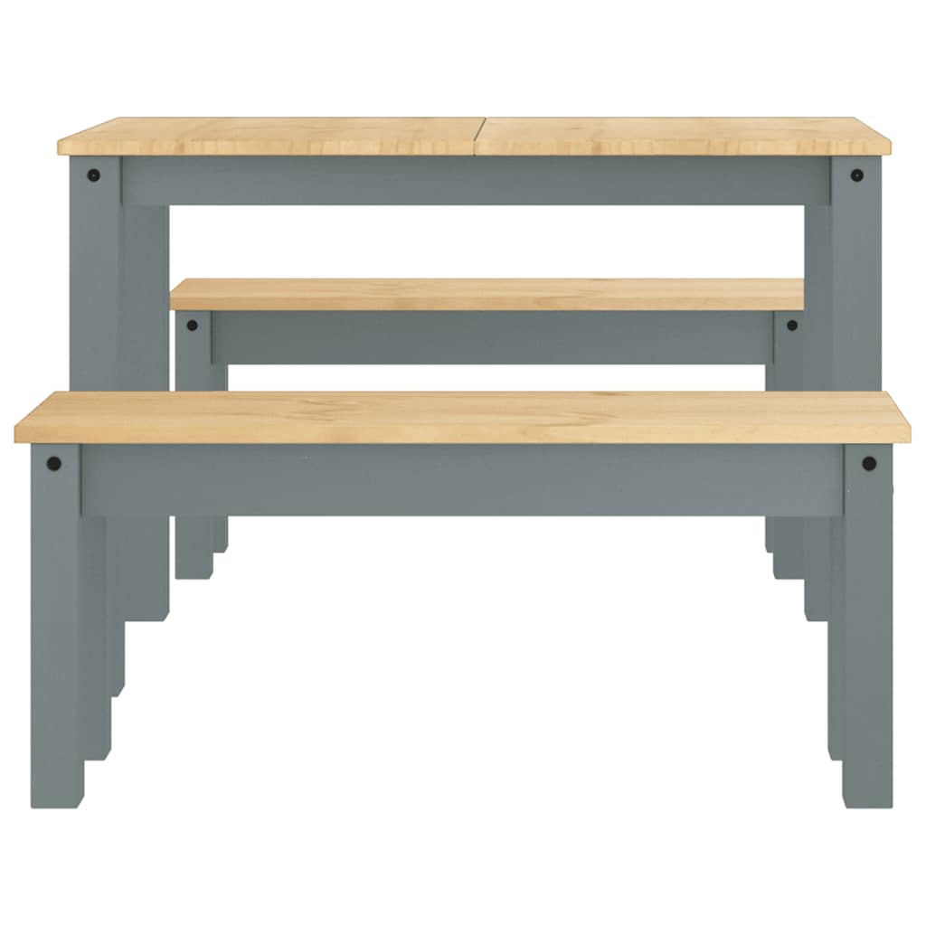 3 Piece Dining Set "PANAMA" Grey Solid Wood Pine
